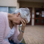 A senior woman who is a victim of physical abuse in nursing homes in Atlanta