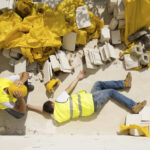 A man lying on the ground after a workplace accident in Atlanta