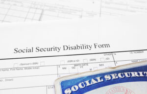 A cropped photo of a social security disability form